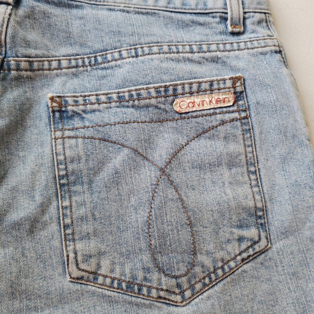 90s Y2K Calvin Klein Denim Shorts Womens 14 Blue Mom High Rise 5" Easy Fit Denim - Picture 3 of 10